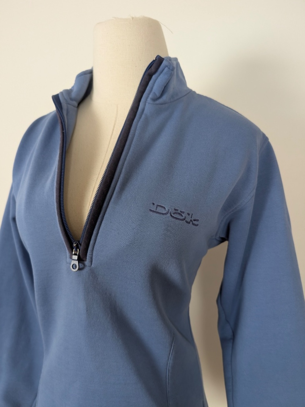 Dok Quarter Zip Sweater Pullover Blue Size Small Y2K Tenniscore - Picture 7 of 14